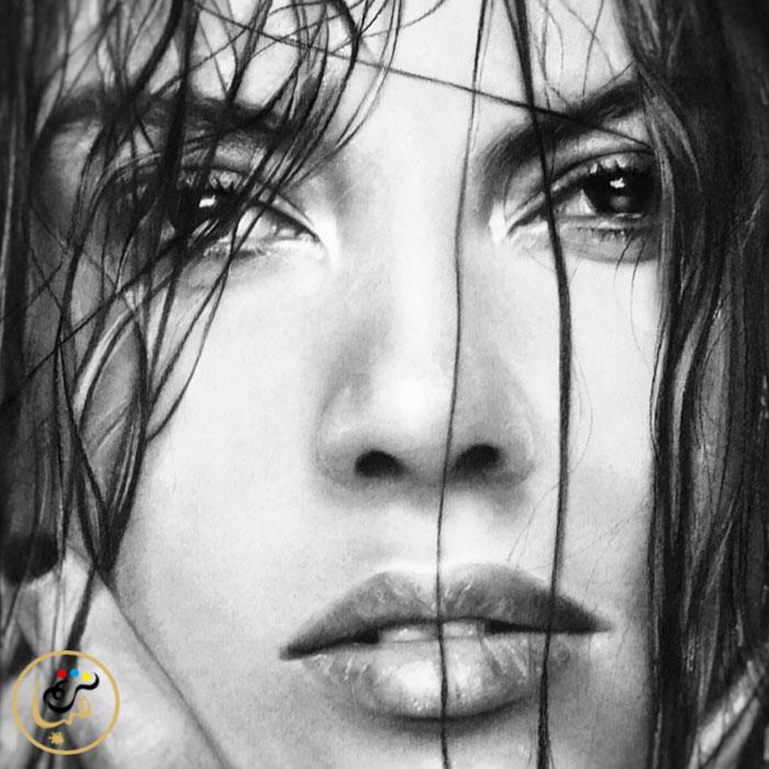 سیاه قلم چهره دختر