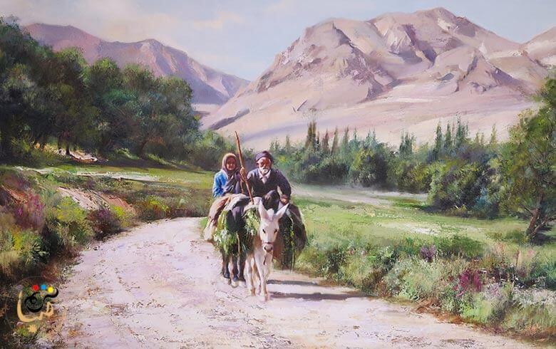 نقاشی رنگ روغن طبیعت