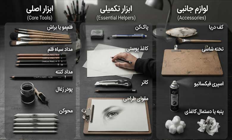 لیست کامل لوازم نقاشی سیاه قلم