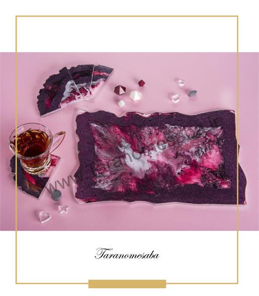 ظروف پذیرایی و زیر لیوانی آبستره رزین