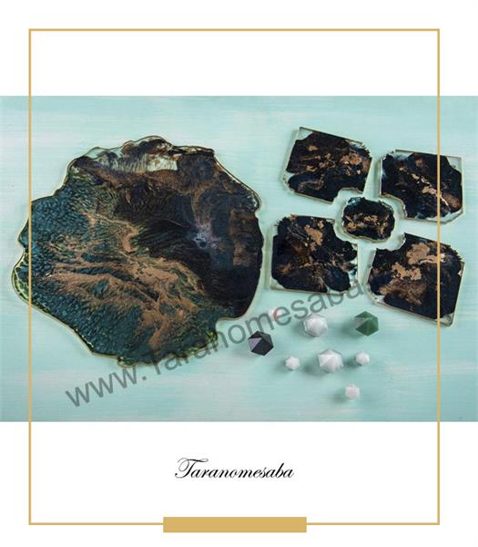 ظروف پذیرایی و زیر لیوانی آبستره رزین