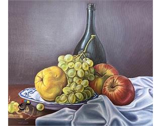 آموزش نقاشی رنگ روغن میوه