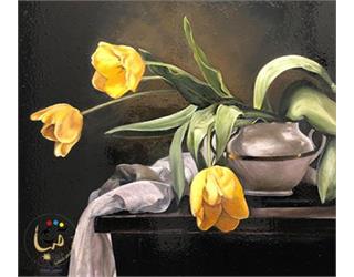 نقاشی رنگ روغن گل