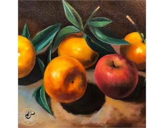 نقاشی رنگ روغن میوه