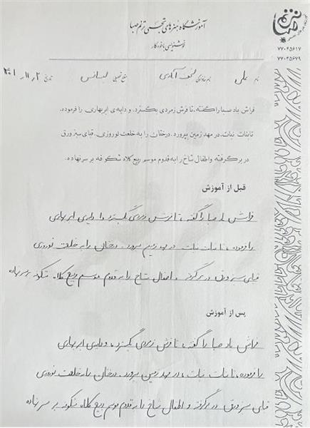 نمونه خط هنرجویان ترنم صبا