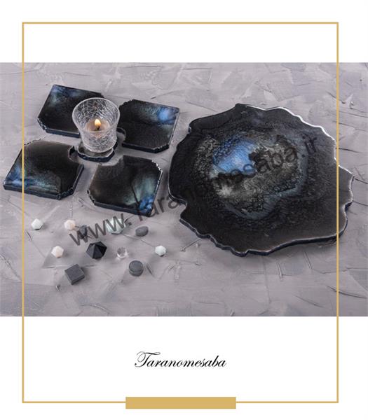 سینی و زیرلیوانی آبستره رزین