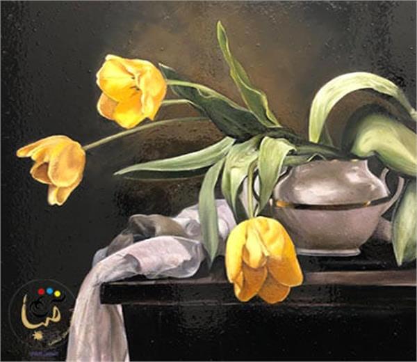 نقاشی رنگ روغن گل