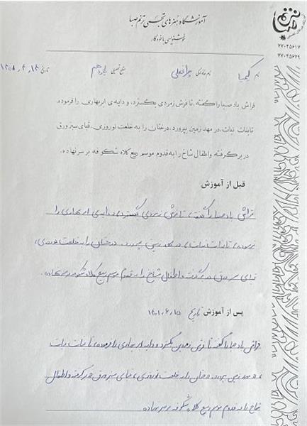 نمونه خط هنرجویان ترنم صبا