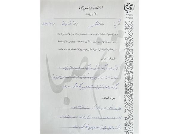 نمونه خط هنرجویان ترنم صبا