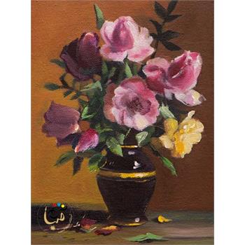 نقاشی رنگ روغن گل