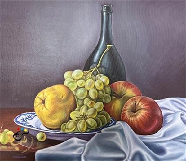 آموزش نقاشی رنگ روغن میوه