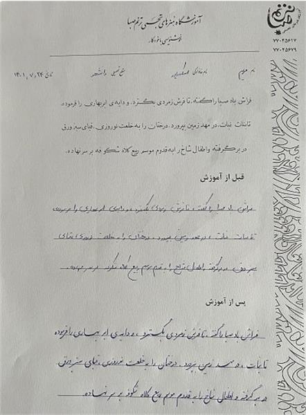 نمونه خط هنرجویان ترنم صبا