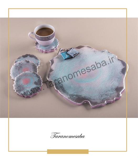 ظروف پذیرایی و زیر لیوانی آبستره رزین